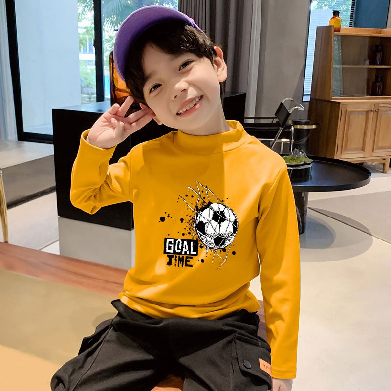 Y2437# Boys Sports Inner Thickened Backing Shirt New Children'S German Velvet Warm Winter Wear For Little Boys - Image 3