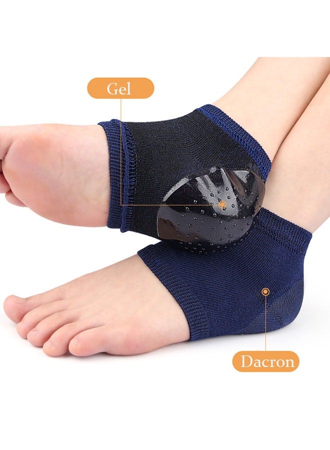 3 Pair Of Moisturizing Gel Socks, Soft Gel Heel Repair Cracked Heels Treatment, Dry Foot Skin Open Toe Silicone Sock For Spa, Day Night Care For Heel Women/Men (Blue/White/Skin Tone) - Image 3