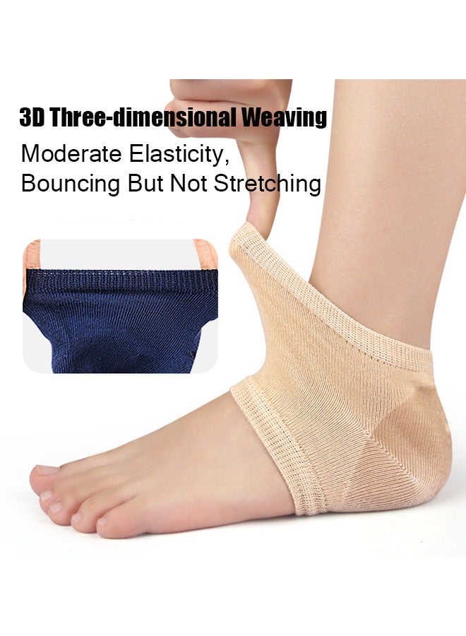 3 Pair Of Moisturizing Gel Socks, Soft Gel Heel Repair Cracked Heels Treatment, Dry Foot Skin Open Toe Silicone Sock For Spa, Day Night Care For Heel Women/Men (Blue/White/Skin Tone) - Image 2