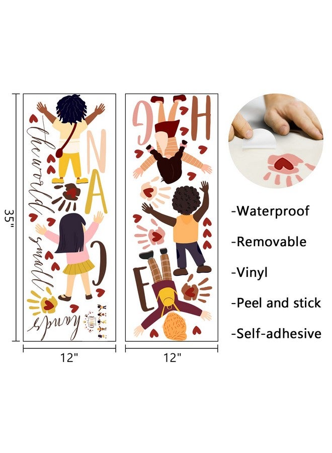 Mfault Inspirational Small Hands Change The World Handprint Wall Decals Stickers, Diversity Inclusion Equality Nursery Decorations Bedroom Playroom Classroom Art, Neutral Toddler Kids Room Decor - Image 2