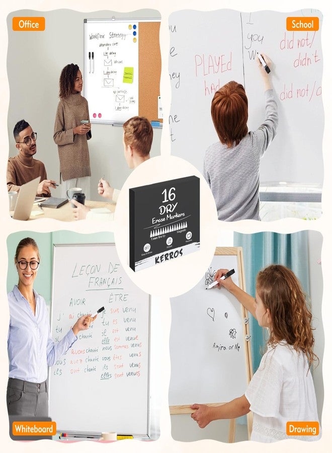 Kerros Black Dry Erase Markers Magnetic Dry Erase Markers Fine Point Tip 16 Pack - Small Whiteboard Markers Dry Erase Marker with Cap for School Office Family - Image 5
