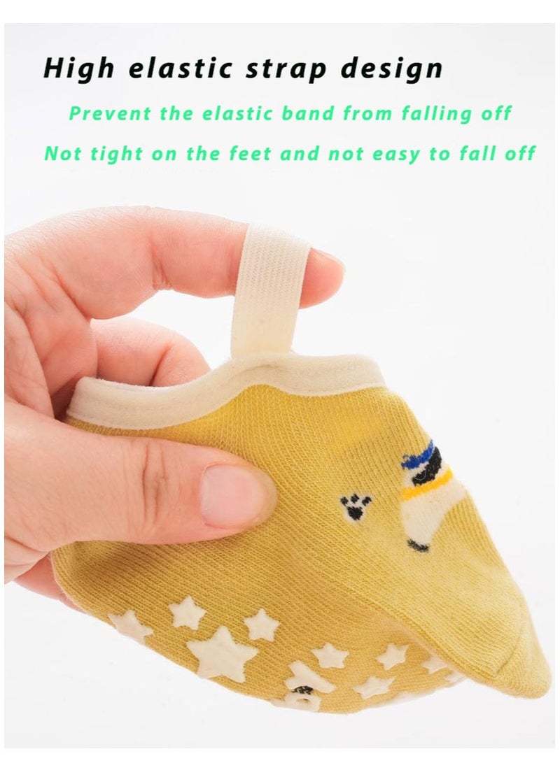 rocooart 3 Pairs of Toddler Non-Slip Socks, Cute Baby Toddler Socks with Anti-Flip Elastic Band, Suitable for 0-12 Months, Small - Image 3