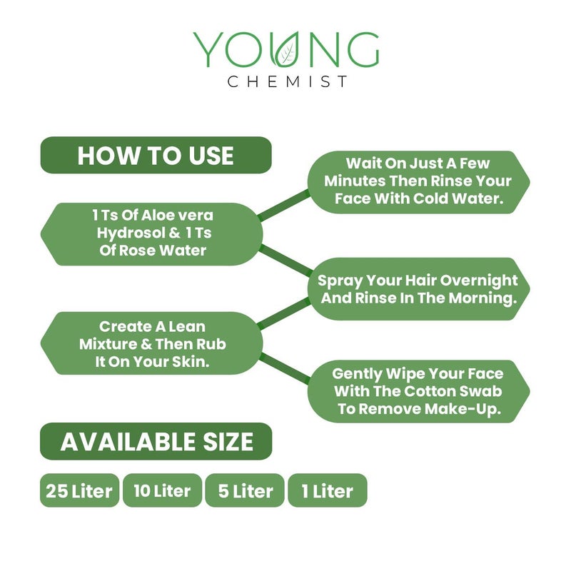 Young Chemist Pure Aloe Vera Hydrosol Natural Skin Toner Soothing Mist and Facial Cleanser for Sensitive and AcneProne Skin In 1 Litre - Image 5
