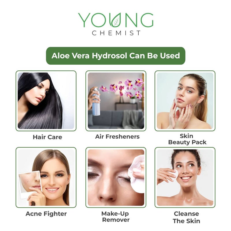 Young Chemist Pure Aloe Vera Hydrosol Natural Skin Toner Soothing Mist and Facial Cleanser for Sensitive and AcneProne Skin In 1 Litre - Image 4