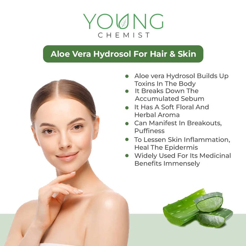 Young Chemist Pure Aloe Vera Hydrosol Natural Skin Toner Soothing Mist and Facial Cleanser for Sensitive and AcneProne Skin In 1 Litre - Image 3