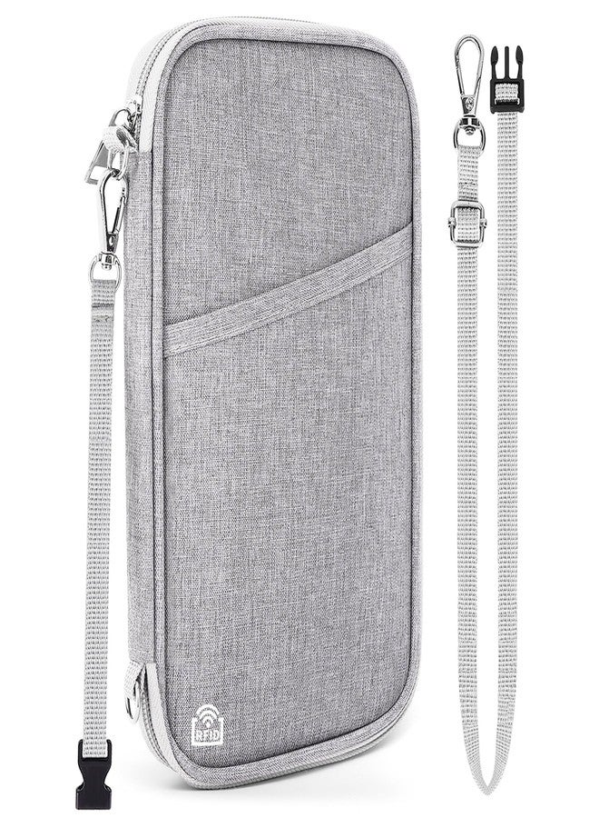 Magimack Family Passport Holder for Travel, RFID Blocking Travel Document Organizer with Flexible Carrying Style, Portable Passport Wallet and Essentials for Trip (Grey) - Image 1