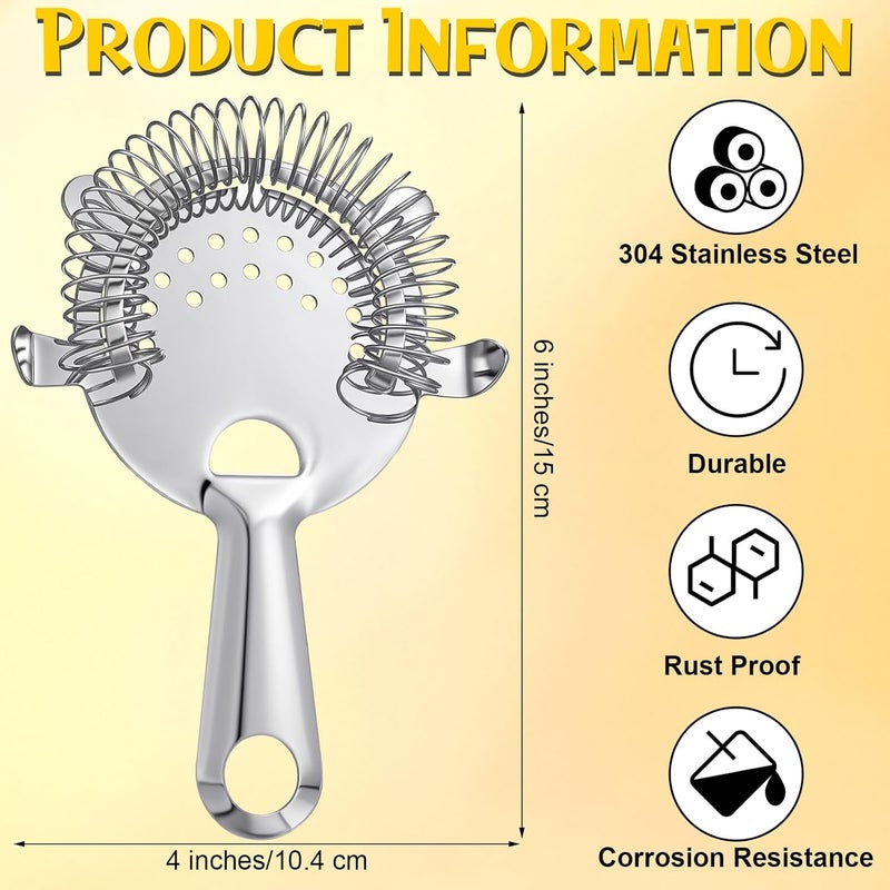 Funnymoom 16 Pack Cocktail Strainer 4 Prong Stainless Steel Bar Bartender Strainer 6 Inches Silver Bar Drink Tool for Bartenders and Mixologists - Image 4