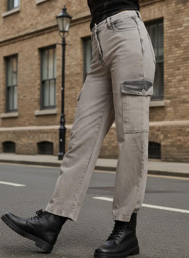 Freehand Grey Mid Rise Flared Jeans - Image 2