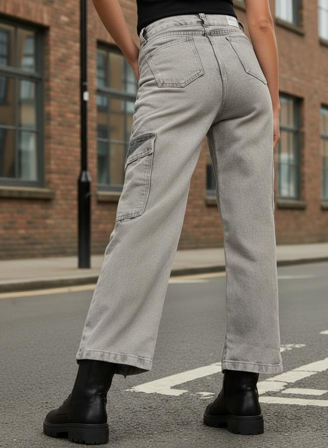 Freehand Grey Mid Rise Flared Jeans - Image 3