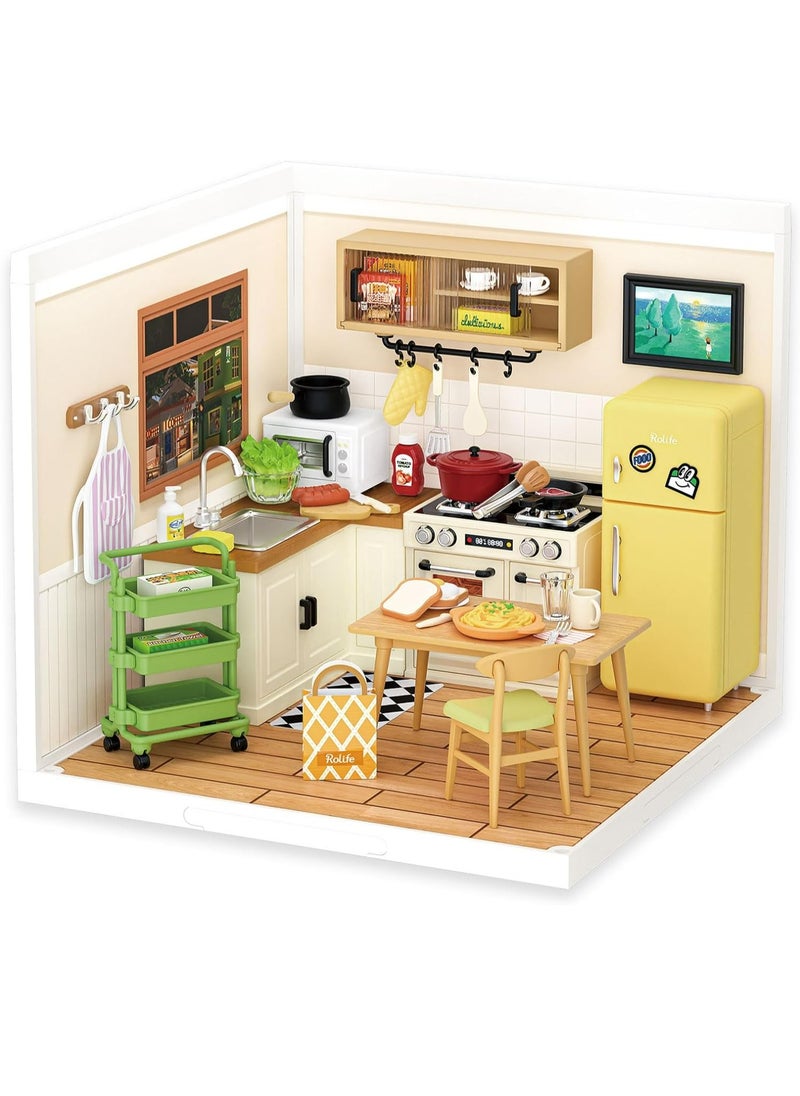 Robotime Rolife Happy Meals Kitchen DIY Plastic Miniature House DW008Success Decorative DIY Crafts/Birthday Gifts/Home Decor for Girls and Boys Teens and Adults  - Image 1