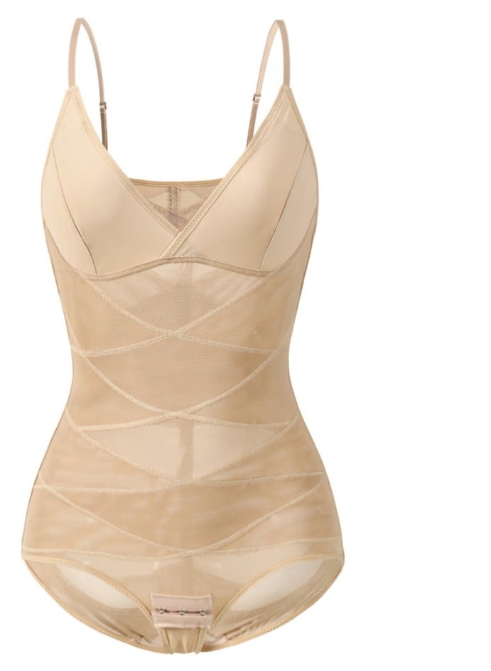 Loquat Women's Solid Color Bodysuit Shapewear Tummy Control Camisole Deep V-Neck Camisole Slimming Jumpsuit Lifting Bodysuit Beige 