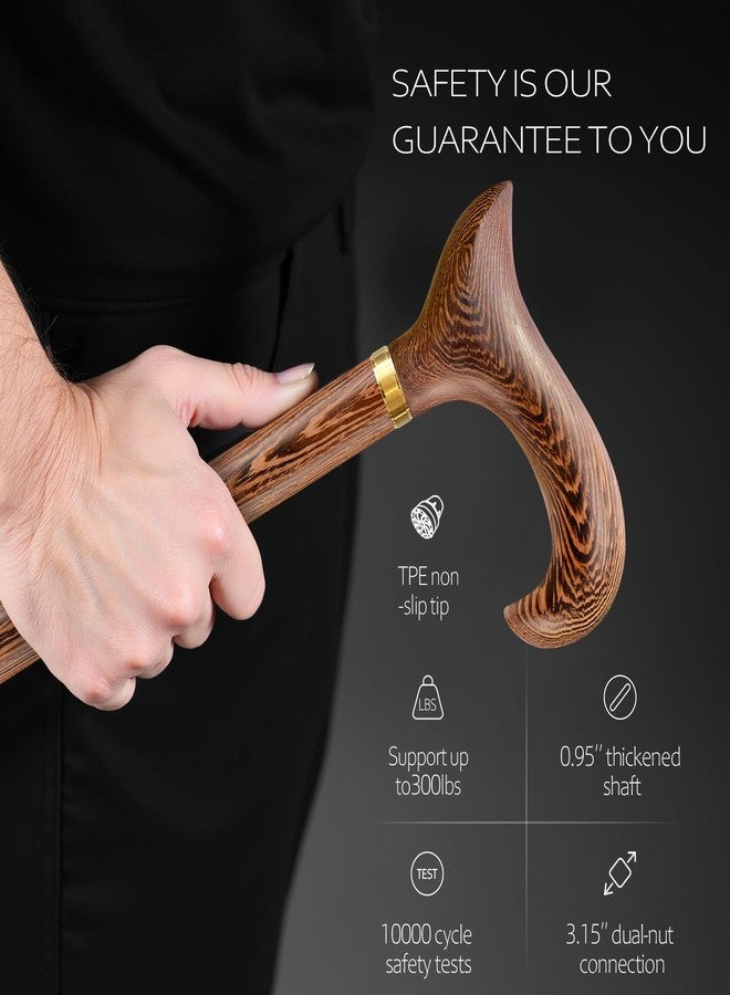 ispuoocti Walking Cane, Available in Multiple Inches Wooden Cane Support up to 300 Lbs, Suitable for Fancy Wooden Walking Cane for Men and Women with Extreme Demands (Brown, 36 inches) - Image 5