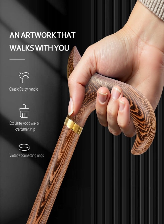 ispuoocti Walking Cane, Available in Multiple Inches Wooden Cane Support up to 300 Lbs, Suitable for Fancy Wooden Walking Cane for Men and Women with Extreme Demands (Brown, 36 inches) - Image 2