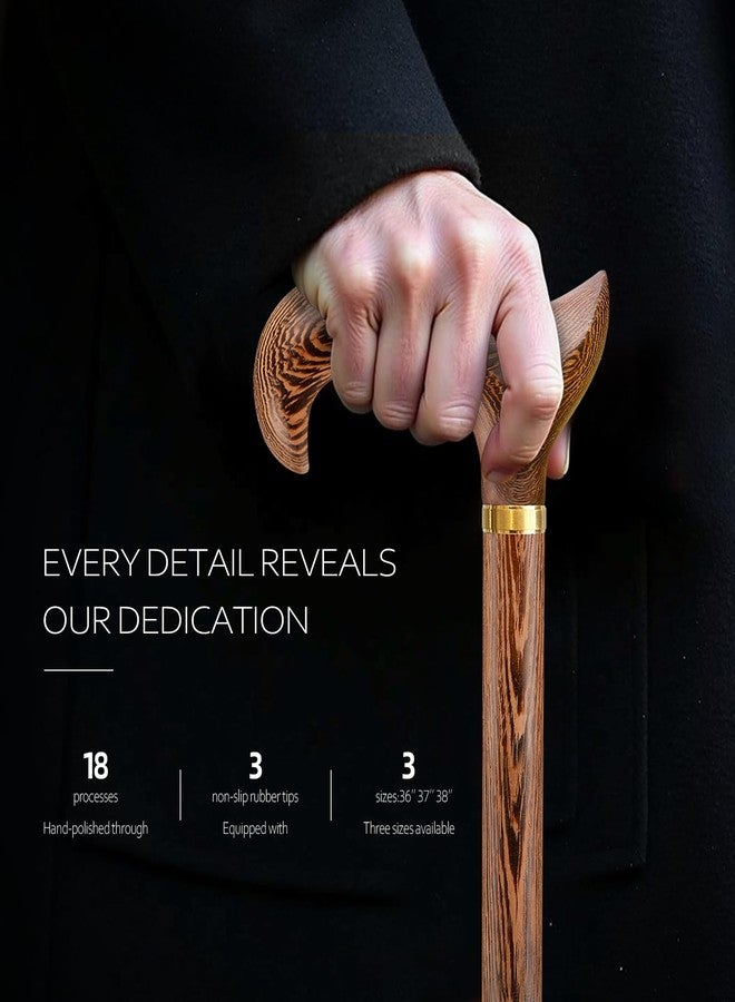 ispuoocti Walking Cane, Available in Multiple Inches Wooden Cane Support up to 300 Lbs, Suitable for Fancy Wooden Walking Cane for Men and Women with Extreme Demands (Brown, 36 inches) - Image 4
