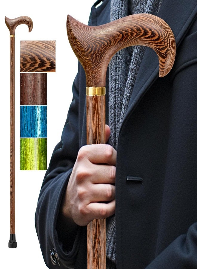 ispuoocti Walking Cane, Available in Multiple Inches Wooden Cane Support up to 300 Lbs, Suitable for Fancy Wooden Walking Cane for Men and Women with Extreme Demands (Brown, 36 inches) - Image 1