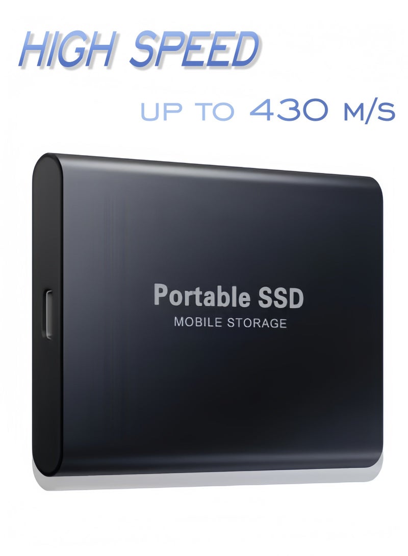 قرص صلب خارجي محمول سعة 2 تيرابايت، أقراص SSD صغيرة عالية السرعة، أقراص خارجية من النوع الصلب، سرعة نقل تصل إلى 430 ميجابايت/ثانية، يديع منفذ USB 3.1 و Type-C، متوافق مع ويندوز إكس بي وأجهزة الكمبيوتر المحمولة وماك (أسود) - Image 1