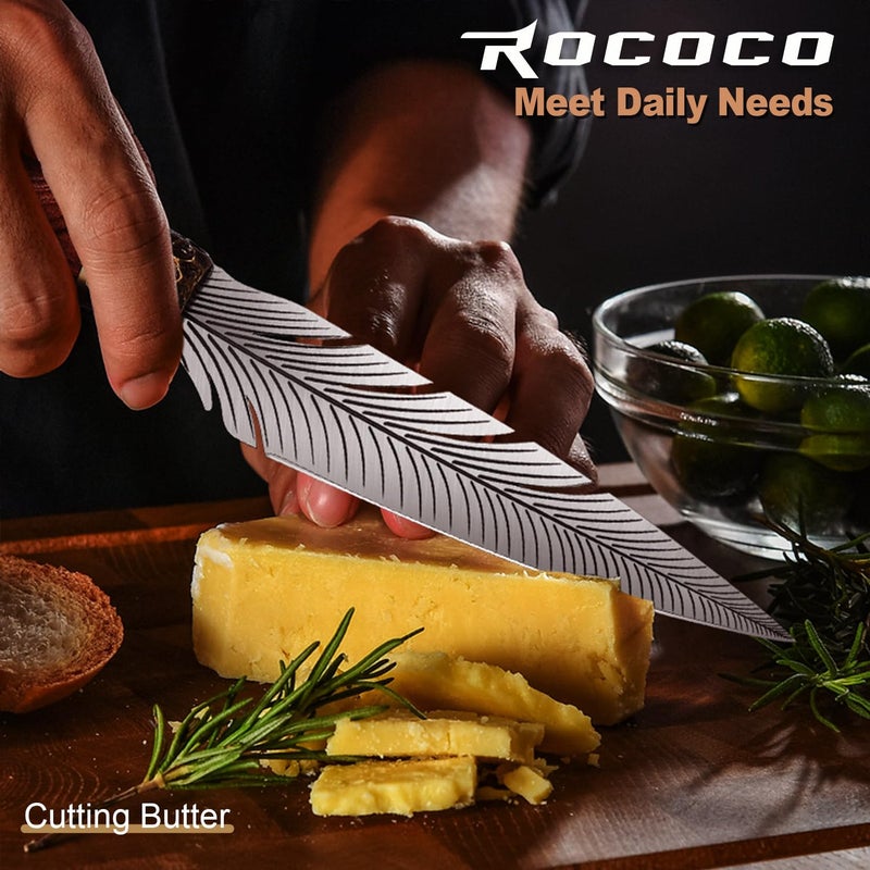ROCOCO Feather Viking Knife Japanese Forged in Fire Boning Knife Fancy Kitchen Cleaver with Sheath Outdoor Camping BBQ Collection Birthday Thanksgiving Christmas Father Mother Gift 7" - Image 2