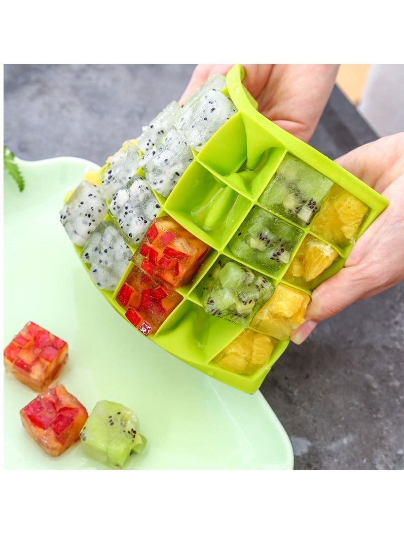 Silicone Food Grade Ice Cube Trays Easy Release Molds 24 Cavities  Green 2Pcs