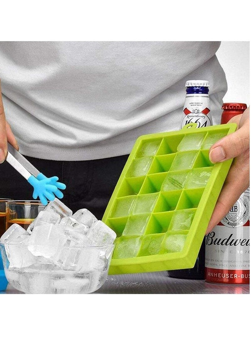 Silicone Food Grade Ice Cube Trays Easy Release Molds 24 Cavities  Green 2Pcs
