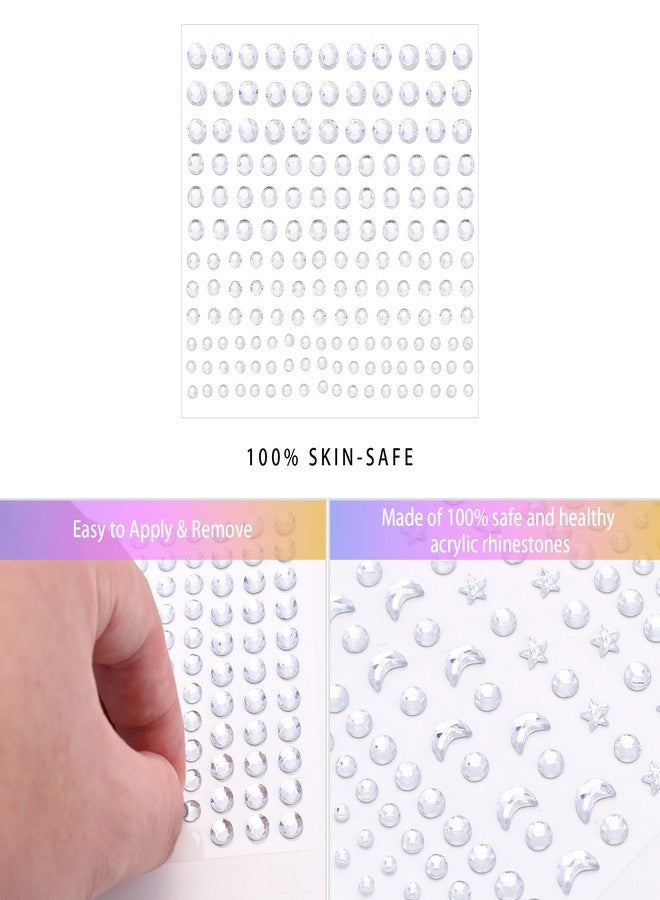 SAOROPEB 5 Sheets Face Gems Face Jewels Stickers, Self Adhesive Eye Body Face Nail Crystal Rhinestones Rainbow for Women Festival Accessory and Nail Art Decorations - Image 2
