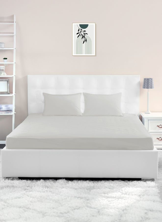Super King Size Fitted Sheet | Soft 400TC Sateen Cotton Material | Light Grey Color | 1 Fitted Sheet 200 X 200 Cm With 40 Cm Deep Pocket| Suitable For Super King Size Mattress