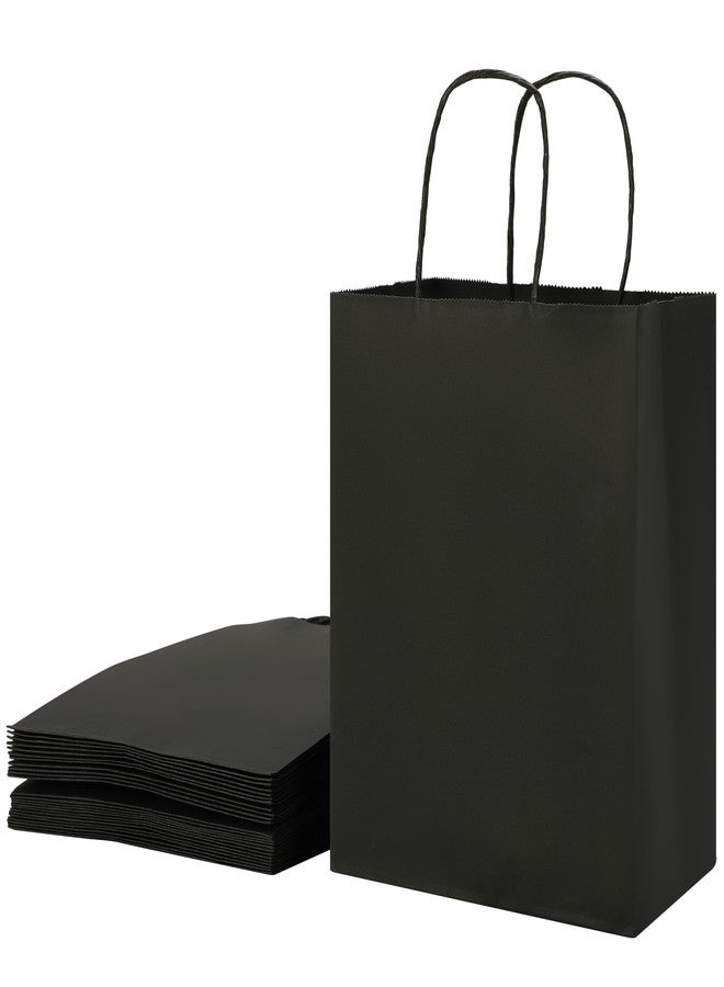 SUNCOLOR 25-Pack Black Gift Bags with Handles - 8"x4.5"x10" Medium Goodie Bags for Party Favors, Retail, Halloween & Weddings - Image 1
