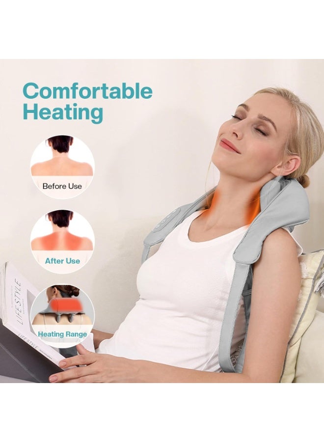 جهاز مساج شياتسو للرقبة والظهر مع حرارة – لاسلكي وعميق لتخفيف آلام الكتف والعضلات – مخدة مساج كهربائية للاستخدام اليومي - Image 4