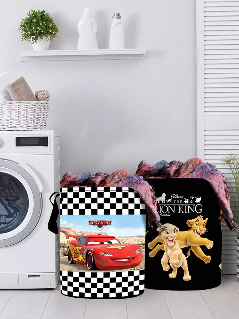 Kuber Industries Disney Print Round Non Woven Fabric Foldable Laundry Organiser with Handles, 45 LTR (Set of 2, Black)-KUBMART11670 - Image 2