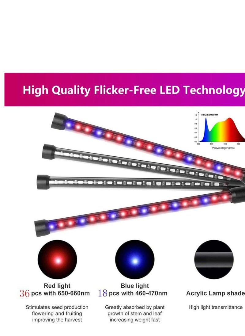 Y&D Grow Light for Indoor Plants, 72 LED 4 Head Full Spectrum Plant Lights, Auto ON/Off 3/9/12 H Timer 3 Switch Modes, 9 Dimmable Levels Succulent Plants Growth  - Image 3