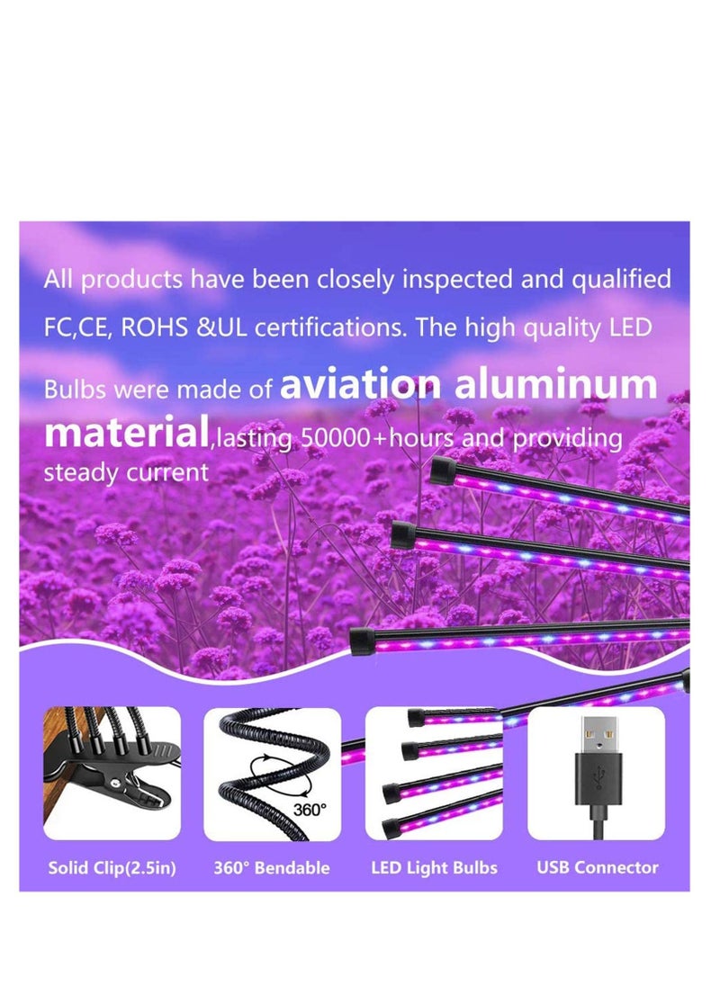 Y&D Grow Light for Indoor Plants, 72 LED 4 Head Full Spectrum Plant Lights, Auto ON/Off 3/9/12 H Timer 3 Switch Modes, 9 Dimmable Levels Succulent Plants Growth  - Image 4