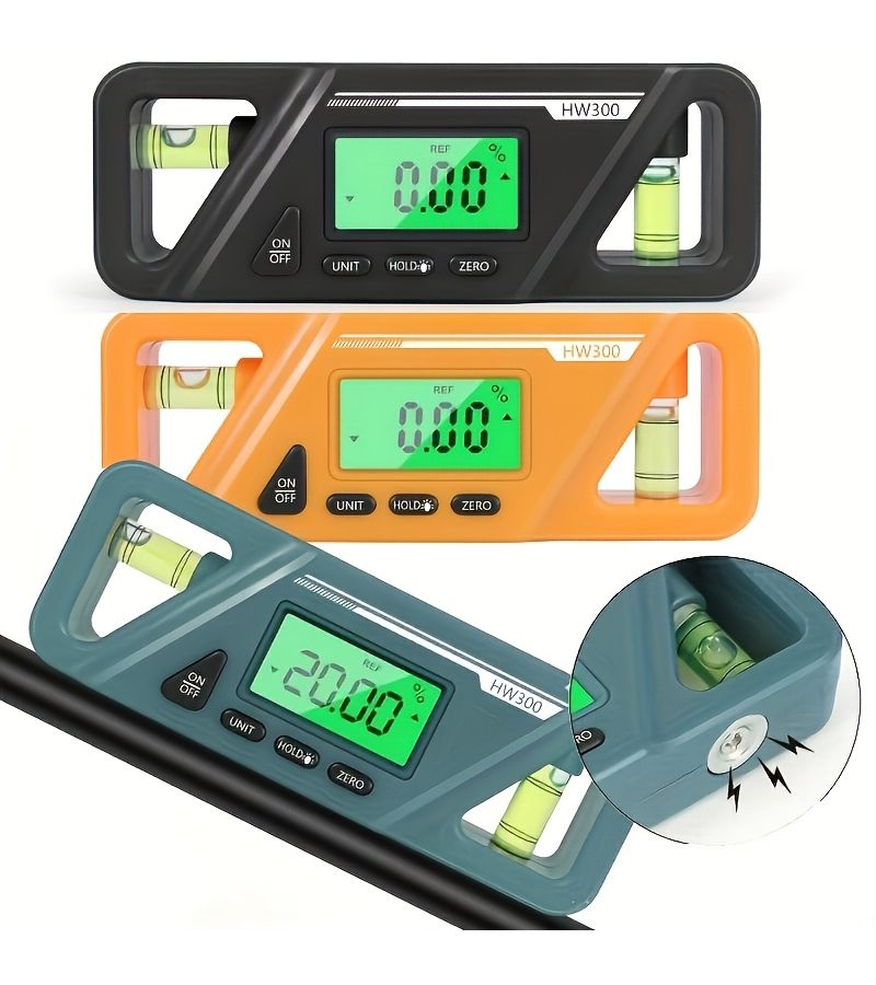 Orange Digital Angle Gauge LCD Protractor Inclinometer Levelling Tool - Image 1