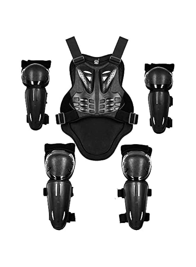 JIAJUN Kids Dirt Bike Knee And Elbow Pads Shin Guards Youths Protective Gear Set + Armor Vest Protector for Dirt Bike Mountain Bike Off-Road Racing Adult L - Image 1