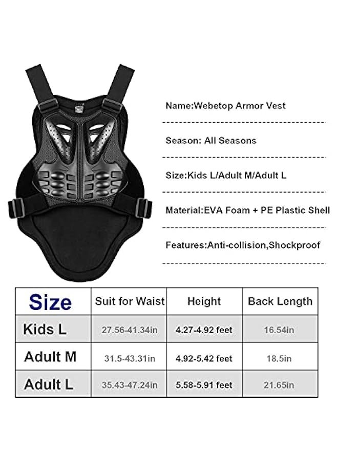 JIAJUN Kids Dirt Bike Knee And Elbow Pads Shin Guards Youths Protective Gear Set + Armor Vest Protector for Dirt Bike Mountain Bike Off-Road Racing Adult L - Image 5