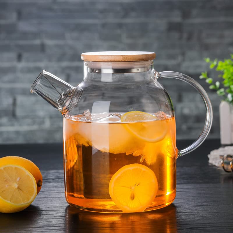 ZEYFLEEB Glass Teapot with Infuser Clear Glass Tea Kettle with Removable Stainless Steel Strainer Stovetop Safe Glass Teapot for Blooming and Loose Leaf Tea Wooden LID 1800ML - Image 5
