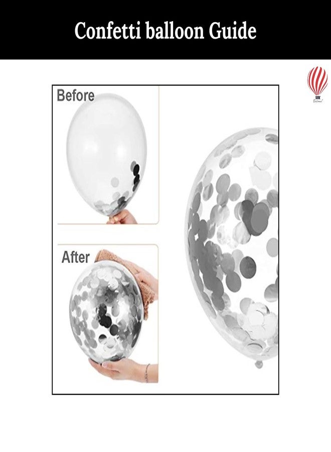 HK Balloons 63Pcs Silver Them Birthday Party Background Decoration Item For Girls Boys Kids Wife Birthday Decoration Set Kit With Silver Confetti & Star - Image 4