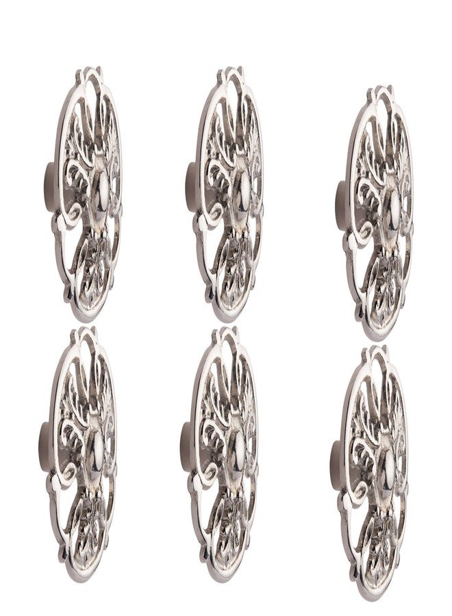 HOBKNOBS Ornate Satin Nickel Plated (41 mm Dia) Cabinet Drawers/Wardrobe/Kitchen Door Pull Handle Knobs - Dark Silver. - Image 1
