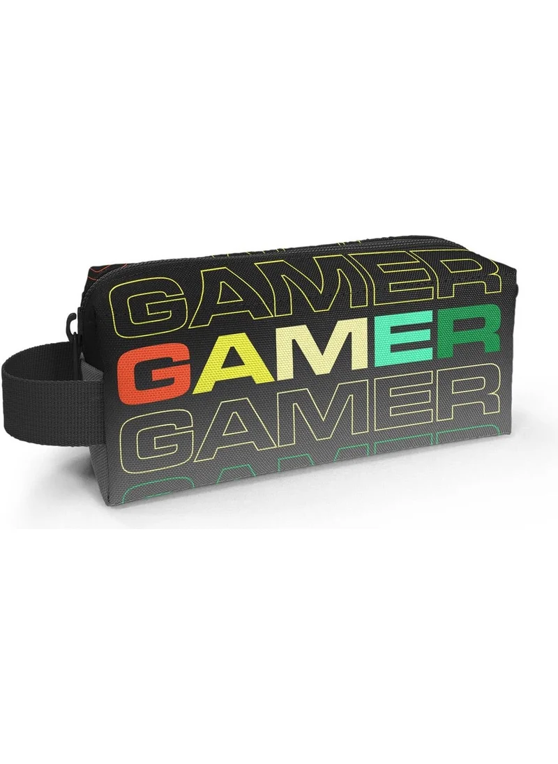 كورال هاي Kids Black Gray Gamer Patterned Pencil Bag 22080