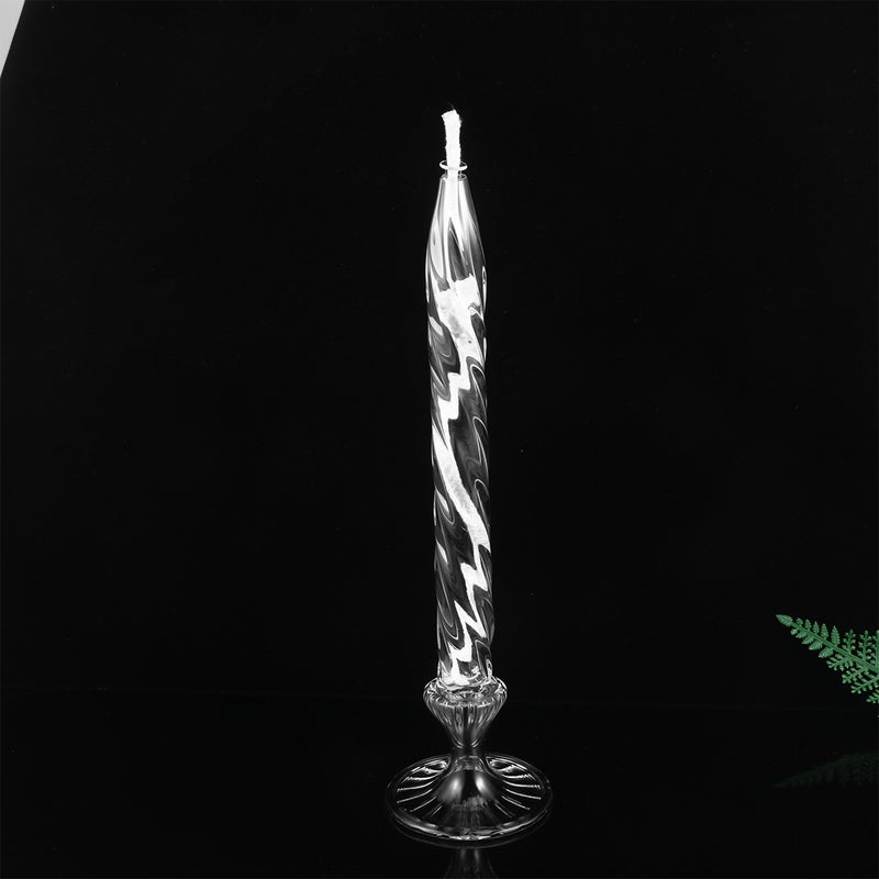 Stylish Transparent Candle Holder Glass Decorative Candlestick - Size L (Transparent) - Image 3