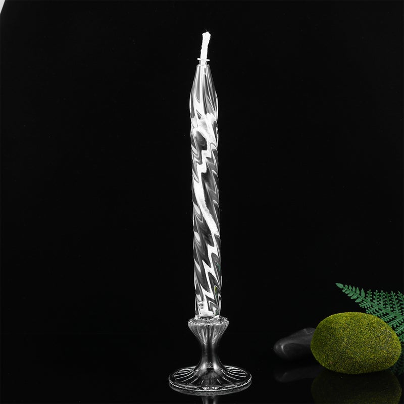 Stylish Transparent Candle Holder Glass Decorative Candlestick - Size L (Transparent) - Image 5