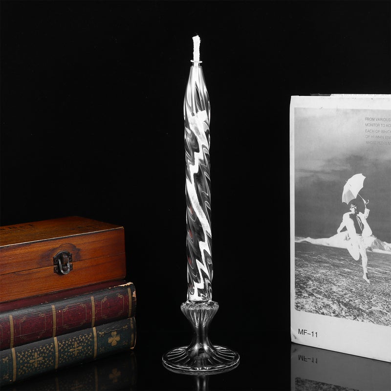 Stylish Transparent Candle Holder Glass Decorative Candlestick - Size L (Transparent) - Image 4