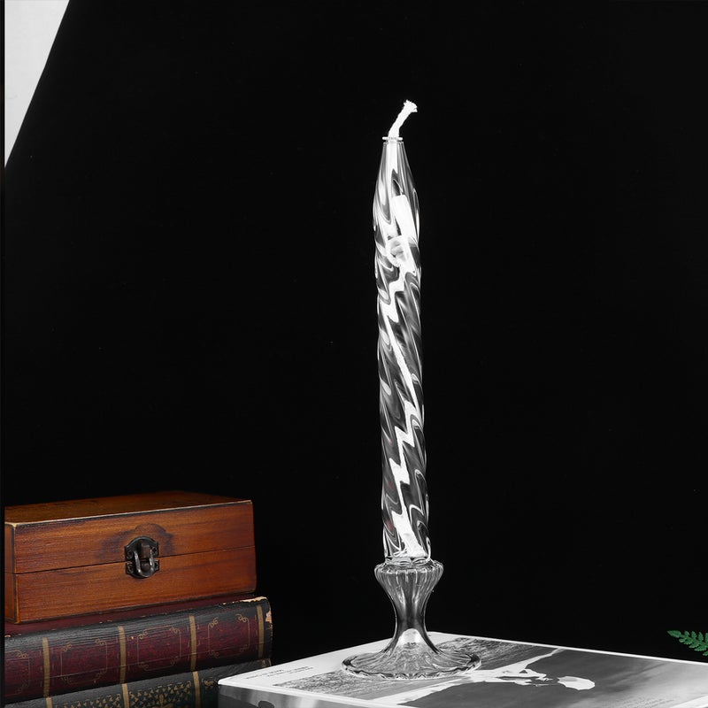 Stylish Transparent Candle Holder Glass Decorative Candlestick - Size L (Transparent) - Image 2