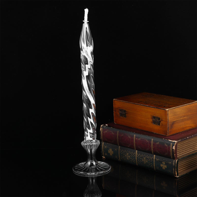 Stylish Transparent Candle Holder Glass Decorative Candlestick - Size L (Transparent) - Image 1