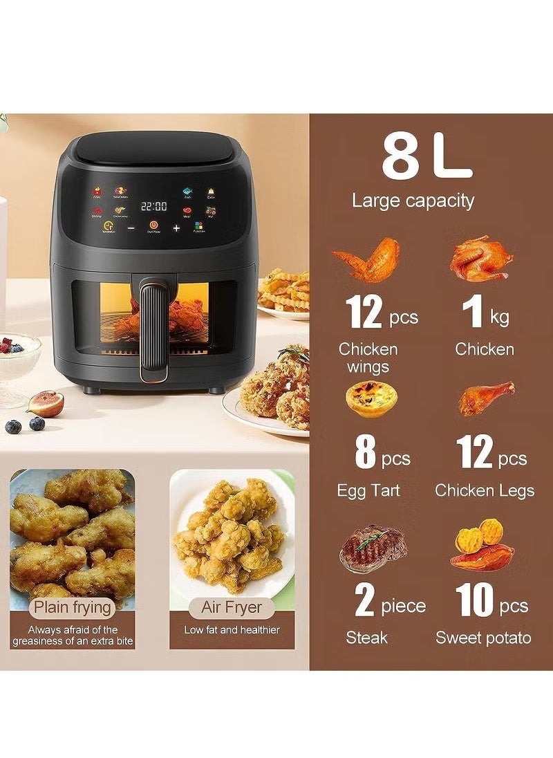 Air Fryer 8 Liter 2400W Extra Large Capacity Digital Touch Control Panel 8 Different Menu with Temperature Adjustable Instant Pot