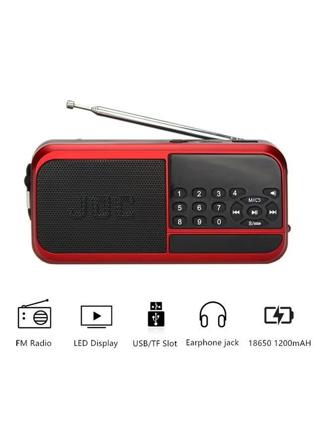 Joc - Bluetooth Portable Rechargeable Digital Radio H798BT Black/Red - Image 1