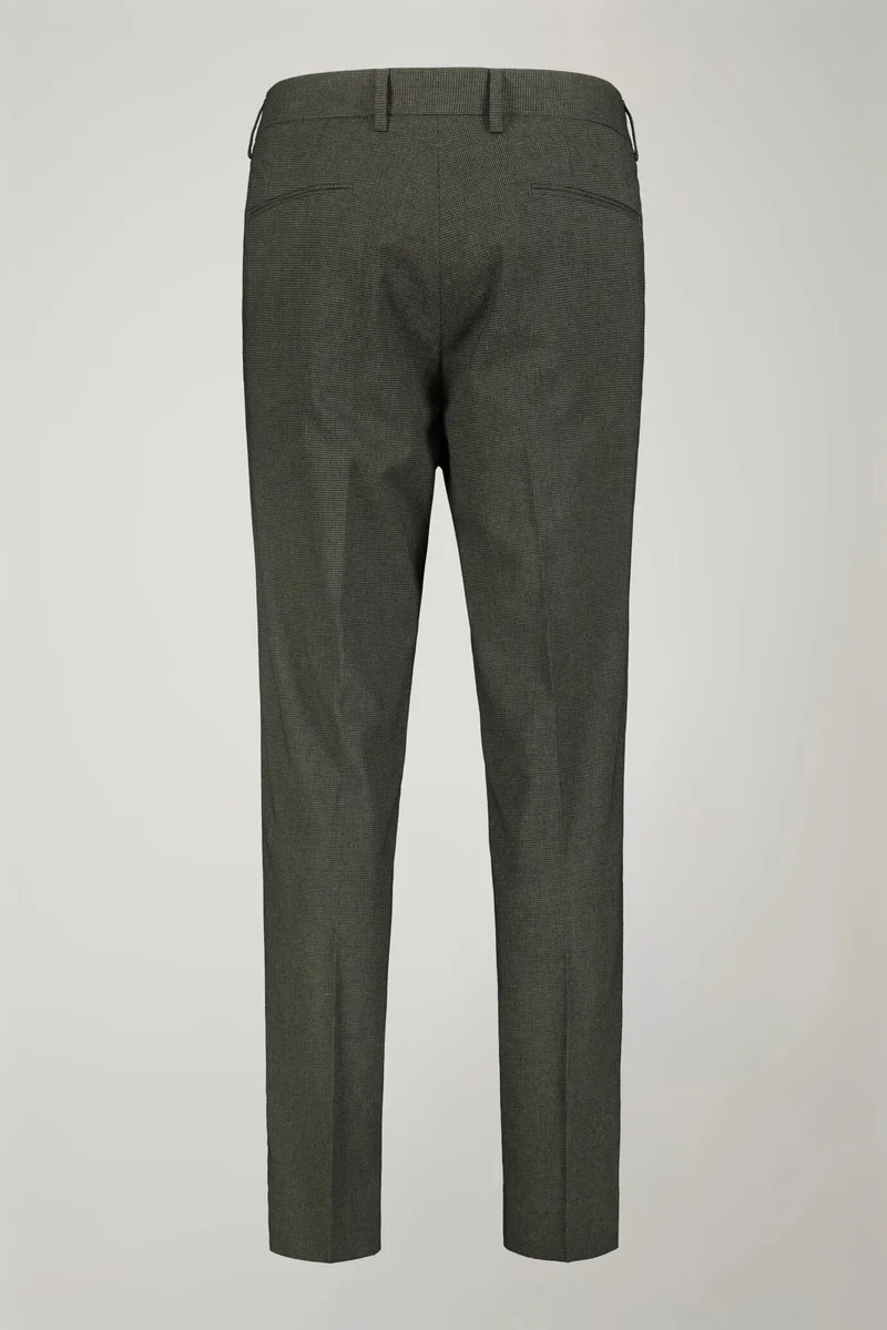 Doppelganger Green Men's classic double pinces trousers fabric with micro houndstooth pattern regular fit - Green for Men | Best Price UAE