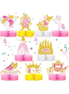 9 Pieces Princess Fairy Honeycomb Centerpieces Gold Castle Table Centerpiece Carriage Crown Table Centerpiece Pink Castle Party Table Decoration For Fairy Princess Baby Shower Party Decorations