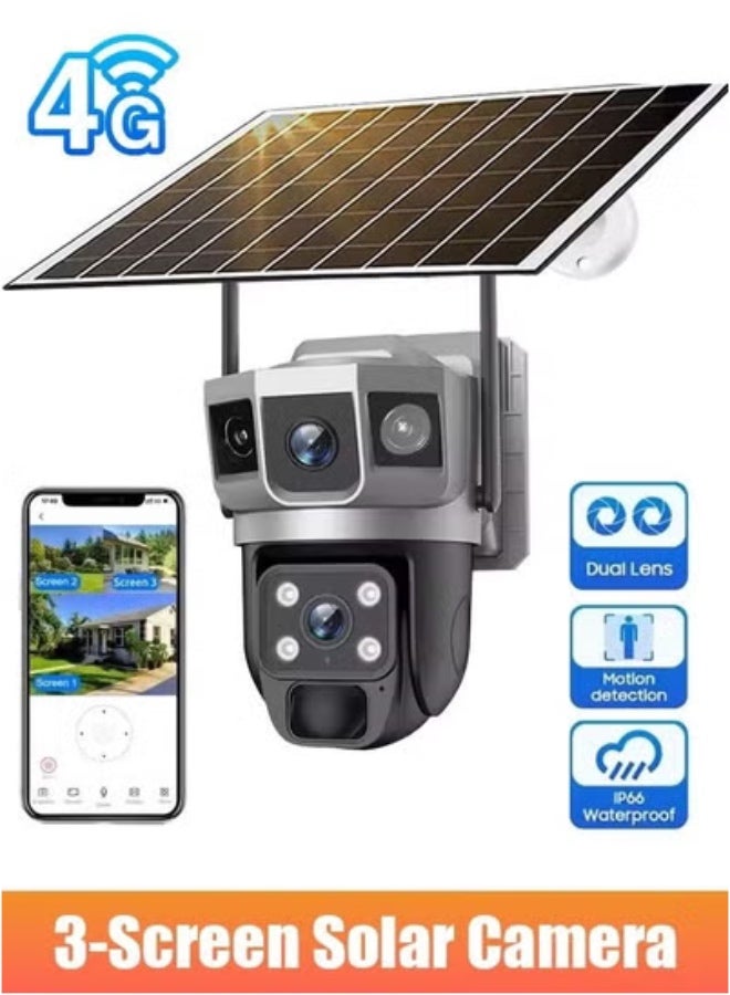 Generic Solar Powered Surveillance Camera 4G Surveillance Cameras 4K HD CCTV Battery Dual Lens Outdoor Smart Home Security Surveillance Cameras  - Image 1