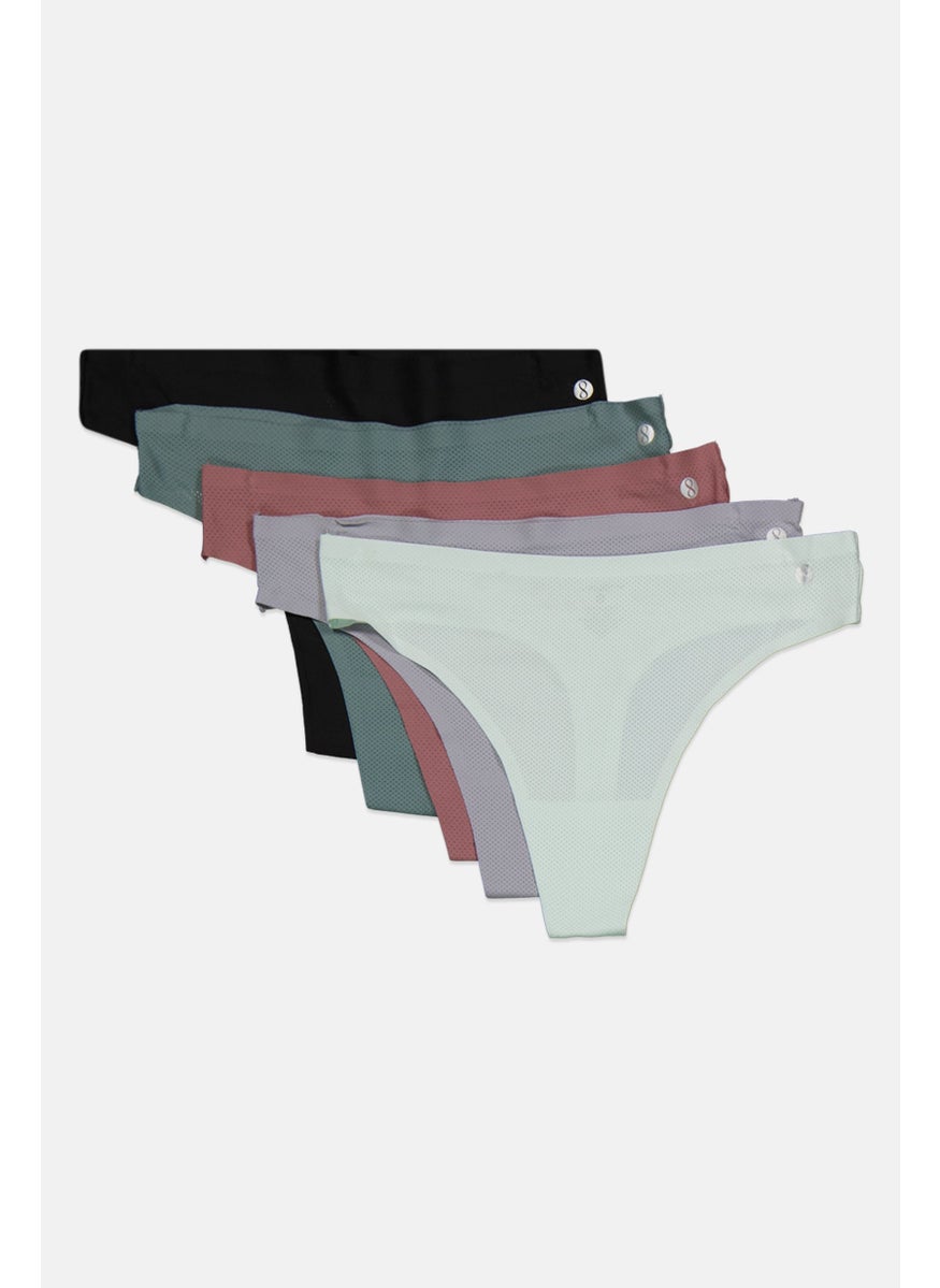 Layer 8 Women 5 Piece Textured Panties, Green  - Image 3