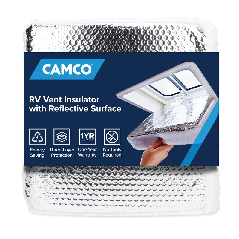 Camco Camper / RV Vent Insulator and Skylight Cover - Features 3 Layers to Reduce Heat Transfer & Increase A/C Efficiency - Fits Standard 14â€ Travel Trailer / RV Roof Vents (45192) - Image 1