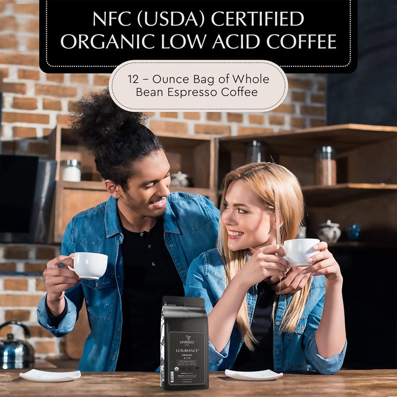 Lifeboost Organic Espresso Beans - USDA Organic, Low Acid, Mold-Free Dark Roast Coffee - Whole Bean, Single Origin, High Caffeine Arabica - 12 oz Bag - Image 5
